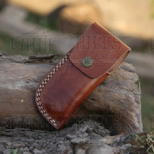 Load image into Gallery viewer, 9" Handmade Engraved Bolster Pocket Knife - Pocket Folding Knife - Dark Wood Handle WH 5035 Folding Knife White Hills Knives