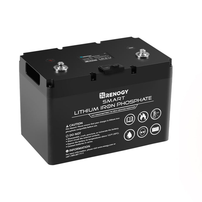 RENOGY 12V 100Ah Smart Lithium Iron Phosphate Battery w/ Self-Heating Function Batteries Renogy 