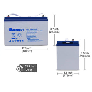Renogy Deep Cycle Hybrid GEL Battery 12 Volt 100Ah Batteries Renogy 