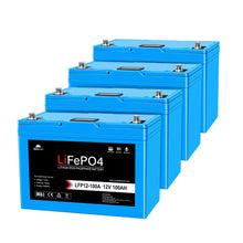 Load image into Gallery viewer, 12V 100AH LiFePO4 Deep Cycle Lithium Battery / Bluetooth /Self-heating / IP65 Battery SunGoldPower 4 Units 