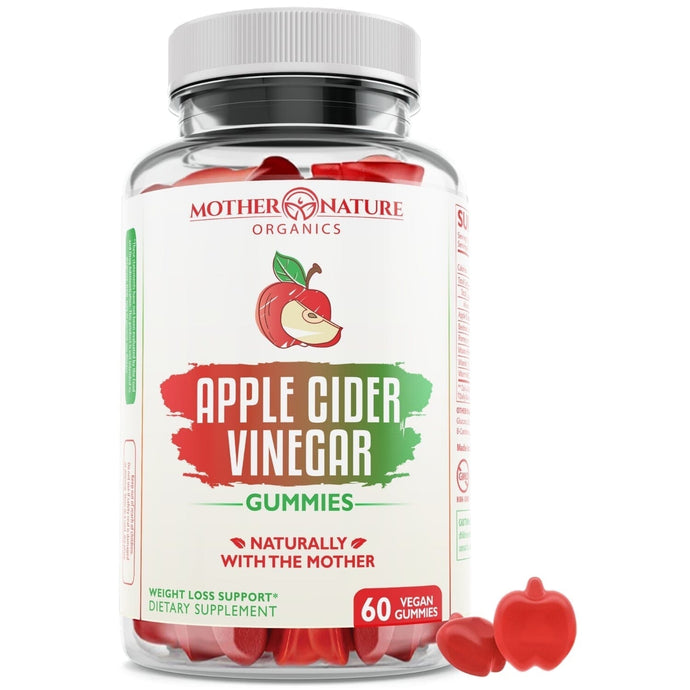Apple Cider Vinegar Gummies Vitamins & Supplements Mother Nature Organics 60 Count 