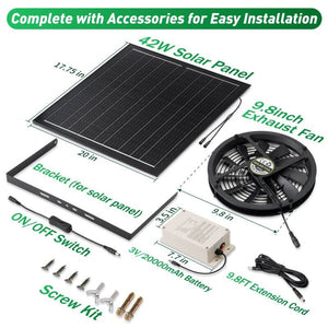 42W Solar Exhaust Intake Fan with Battery Langy Solar Lights 