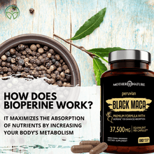 Load image into Gallery viewer, Black Maca Capsules 37,500 mg Vitamins &amp; Supplements Mother Nature Organics 