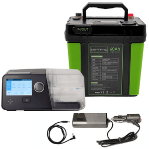 EXP240PRO CPAP Battery with DC Cord | Portable Solar Rechargeable LiFePO4 Battery EXP240PRO EXP PRO React Health Luna G3 DC Power Cord 
