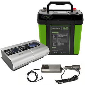 EXP240PRO CPAP Battery with DC Cord | Portable Solar Rechargeable LiFePO4 Battery EXP240PRO EXP PRO ResMed S9 DC Power Cord 