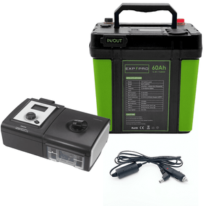 EXP240PRO CPAP Battery with DC Cord | Portable Solar Rechargeable LiFePO4 Battery EXP240PRO EXP PRO Respironics System One "60 Series" DC Power Cord 