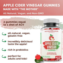 Load image into Gallery viewer, Apple Cider Vinegar Gummies Vitamins &amp; Supplements Mother Nature Organics 