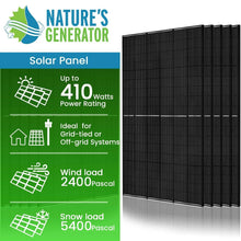 Load image into Gallery viewer, 410 Watt Monocrystalline Solar Panel (10 Pack) Nature&#39;s Generator 