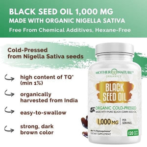 Black Seed Oil Capsules 1,000mg (Softgel) Vitamins & Supplements Mother Nature Organics 