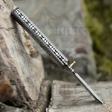 Load image into Gallery viewer, 7&quot; Handmade Damascus Steel Pocket Knife - Tanto Style Blade Folding Knife WH 5025 Folding Knife White Hills Knives 