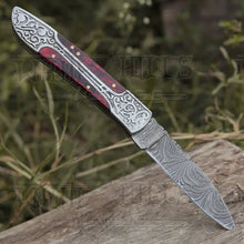 Load image into Gallery viewer, 8&quot; Handmade Red Dollar Sheet Handle Folding Pocket Knife With Engraved Frame Work Folding Knife White Hills Knives 