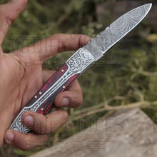 Load image into Gallery viewer, 8&quot; Handmade Red Dollar Sheet Handle Folding Pocket Knife With Engraved Frame Work Folding Knife White Hills Knives 