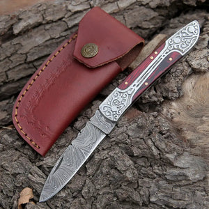 8" Handmade Red Dollar Sheet Handle Folding Pocket Knife With Engraved Frame Work Folding Knife White Hills Knives 