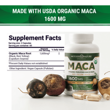 Load image into Gallery viewer, USDA Organic Maca Root Capsules Vitamins &amp; Supplements Mother Nature Organics 