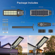 Load image into Gallery viewer, Outdoor Solar Outlet solar street light 2 Pack 1600W Solar Street Lights Outdoor 90000 Lumens Dusk to Dawn With Remote and Motion Sensor
