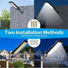 Load image into Gallery viewer, Outdoor Solar Outlet solar street light 2 Pack 1600W Solar Street Lights Outdoor 90000 Lumens Dusk to Dawn With Remote and Motion Sensor