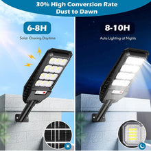 Load image into Gallery viewer, Outdoor Solar Outlet solar street light 2-Pack Solar Street Lights Outdoor Waterproof,6000LM Dusk to Dawn,6500K Motion Sensor with Remote Control