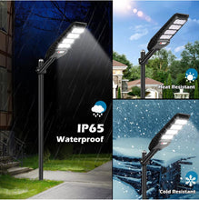 Load image into Gallery viewer, Outdoor Solar Outlet solar street light 2-Pack Solar Street Lights Outdoor Waterproof,6000LM Dusk to Dawn,6500K Motion Sensor with Remote Control