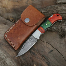 Load image into Gallery viewer, White Hills Knives Folding Knife 6.5" Handmade Damascus Pocket Knife - Folding Pocket Knife - Color Wood Handle WH 5032