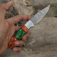 Load image into Gallery viewer, White Hills Knives Folding Knife 6.5" Handmade Damascus Pocket Knife - Folding Pocket Knife - Color Wood Handle WH 5032