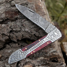 Load image into Gallery viewer, White Hills Knives Folding Knife 8" Handmade Red Dollar Sheet Handle Folding Pocket Knife With Engraved Frame Work