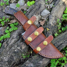 Load image into Gallery viewer, White Hills Knives Tracker Knife 10”Custom Hand Made Forged Damascus Steel Tracker Hunting Camping Knife With Ram Horn Handle WH 3845