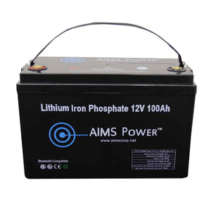 AIMS Power Lithium Battery 12V 100Ah LiFePO4 Lithium Iron Phosphate with Bluetooth Monitoring Batteries AIMS Power 